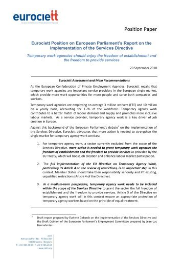 Position Paper - Eurociett