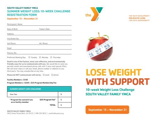 10 Week Weight Loss Challenge Ymca Of Silicon Valley 10 Week Weight Loss Challenge Ymca Of Silicon Valley