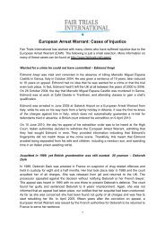 European Arrest Warrant: Cases of Injustice - Fair Trials International