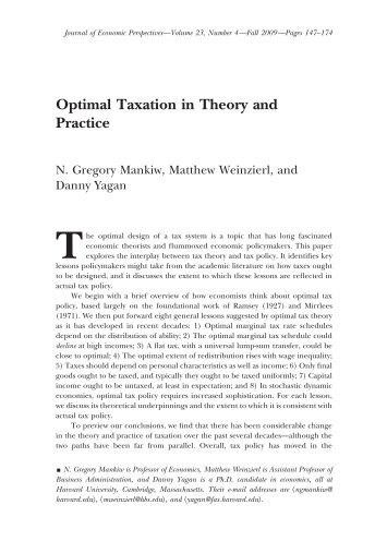 Optimal Taxation in Theory and Practice - American Economic ...