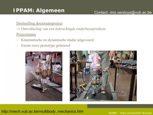 Introductie Robotica & Multibody Mechanica Onderzoeksgroep