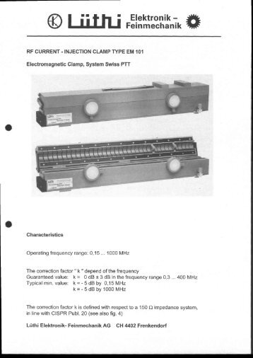 RF CURRENT.INJECTION CLAMP TYPE EM 101 Electromagnetic ...