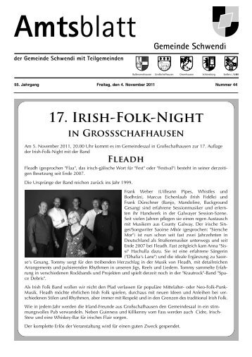 17. Irish-Folk-Night in GroÃŸschafhausen - Schwendi