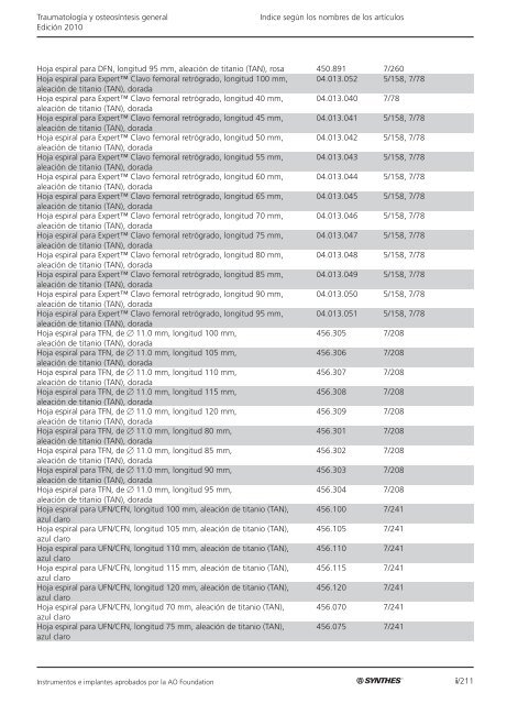 TraumatologÃ­a y osteosÃ­ntesis general EdiciÃ³n 2010 ... - Synthes