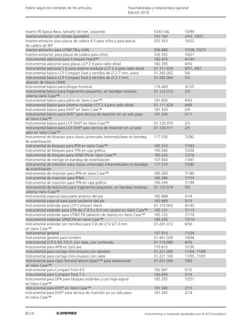 TraumatologÃ­a y osteosÃ­ntesis general EdiciÃ³n 2010 ... - Synthes