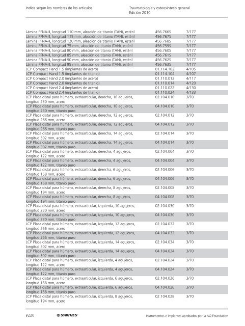 TraumatologÃ­a y osteosÃ­ntesis general EdiciÃ³n 2010 ... - Synthes