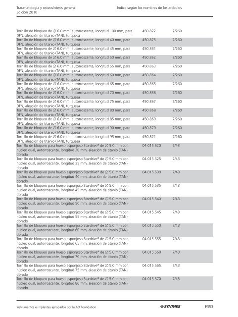 TraumatologÃ­a y osteosÃ­ntesis general EdiciÃ³n 2010 ... - Synthes