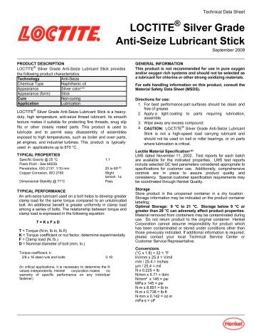 LOCTITE Silver Grade Anti-Seize Lubricant Stick - Hi-Line Inc.