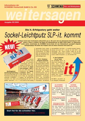 weitersagen 05 2004 - SCHWENK Putztechnik GmbH & Co. KG