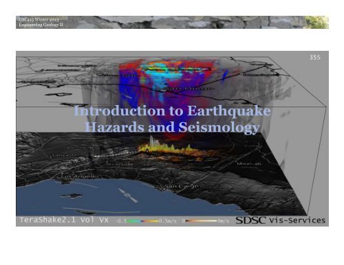 Lecture: Introduction to Seismology and Ground Motion Parameters