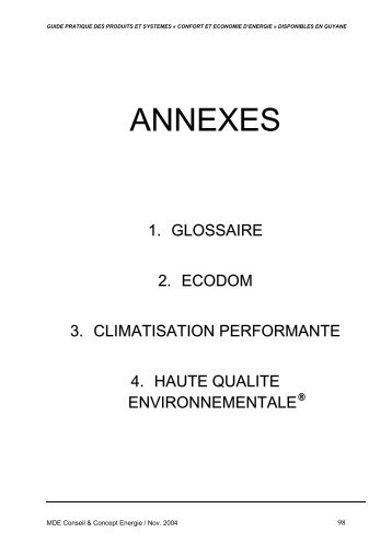 Annexes (Ecodom, Climatisation performante et ... - ADEME Guyane