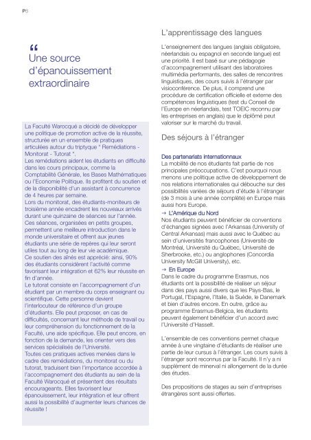 Faculté Warocqué d'Economie et de Gestion - Université de Mons