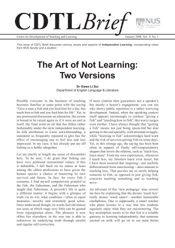 The Art of Not Learning: Two Versions - CDTL - National University ...