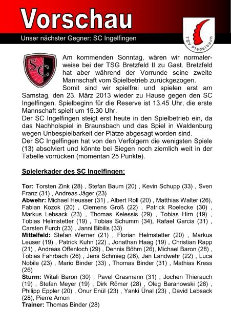 8. Heft gegen TSV Eutendorf 10.03.2013 - TSV Pfedelbach