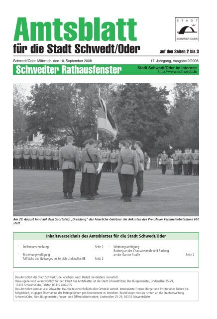 Amtsblatt 9/2008 vom 10. September 2008 - Stadt Schwedt/Oder