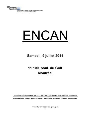 encan - Disposition des biens