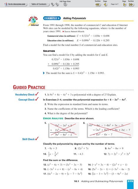 Adding and Subtracting Polynomials