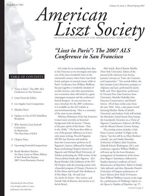 Liszt in Paris - American Liszt Society