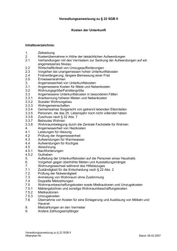 Verwaltungsanweisung zu § 22 SGB II Kosten der Unterkunft - Bremen