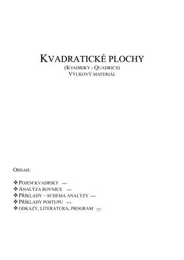 KVADRATICKÃ PLOCHY