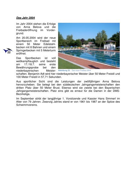 Chronik SV Straubing - Schwimmverein Straubing eV