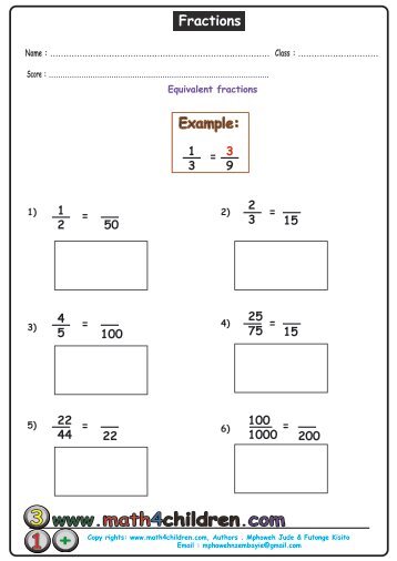 Equivalent Fractions Worksheet - Math for Children