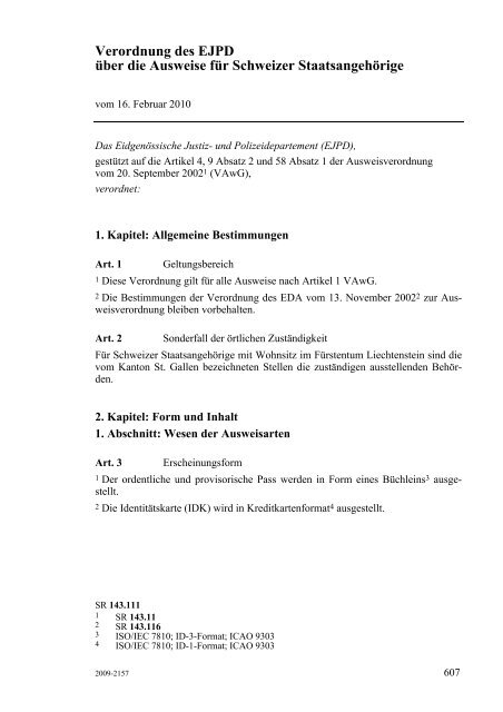 Verordnung des EJPD über die Ausweise für Schweizer - admin.ch