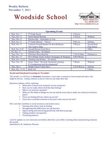 November 7 Bulletin 2011 - Woodside Elementary School District