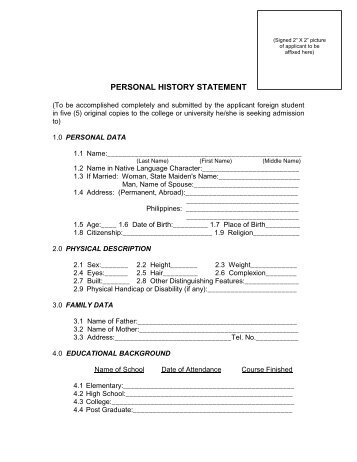 Personal history statement architecture