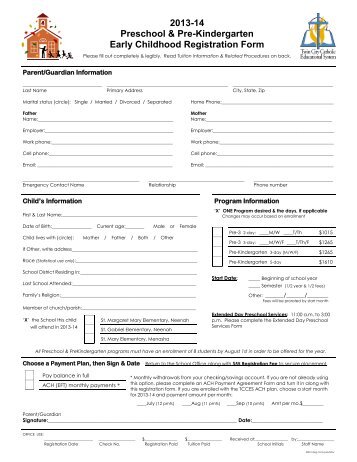 Early Childhood Registration Form - TCCES