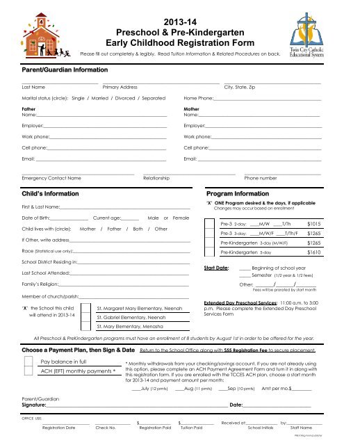 Early Childhood Registration Form - TCCES