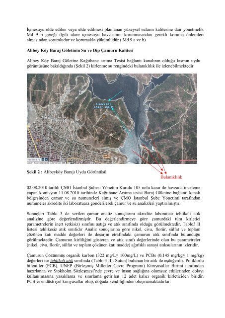 alibeyköy barajı inceleme ve değerlendirme raporu - Çevre ...