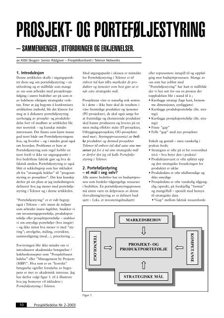 Prosjektledelse, Nr. 2 - 2003 - Norsk senter for prosjektledelse - NTNU