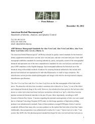 Aloe vera press release FINAL - American Herbal Pharmacopoeia