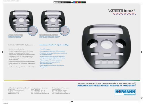 Variotherm Injection Prospekt Variotherm - Hofmann Innovation Group
