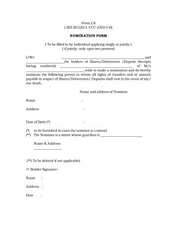 Form 2 B ( SEE RULES 4 CCC AND 5 D) NOMINATION FORM ( To ...