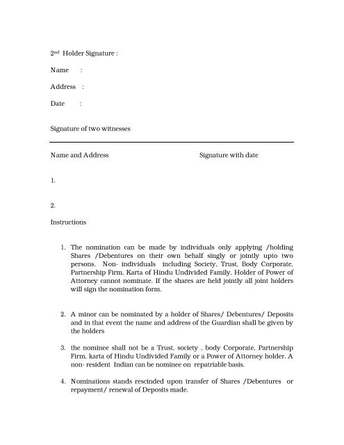 Form 2 B ( SEE RULES 4 CCC AND 5 D) NOMINATION FORM ( To ...