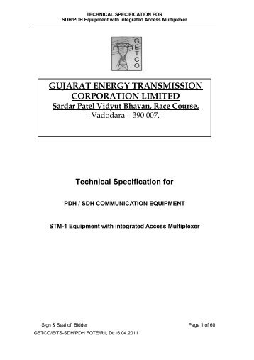 Technical Specification for - Gujarat Electricity Board