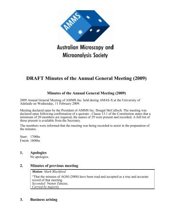 DRAFT Minutes of the Annual General Meeting (2009) - Australian ...