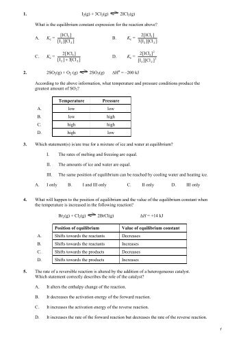 Practise questions on equilibrium