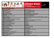 Angebote nach Institutionen sortiert - Science Days