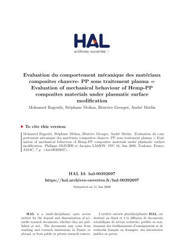 Evaluation du comportement mécanique des matériaux composites ...