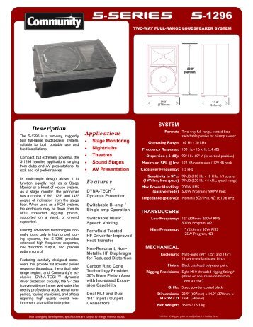 S-1296 - Community Professional Loudspeakers