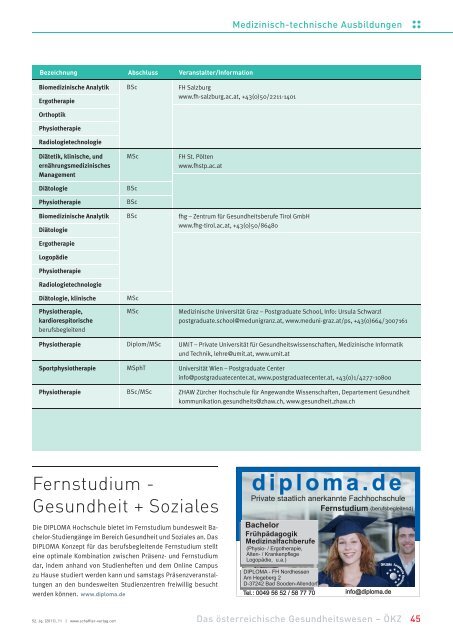 Bildung im Gesundheitswesen 2011. - Schaffler Verlag