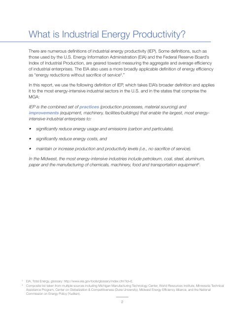 Industrial Energy Productivity: Manufacturing Sector in the Midwest