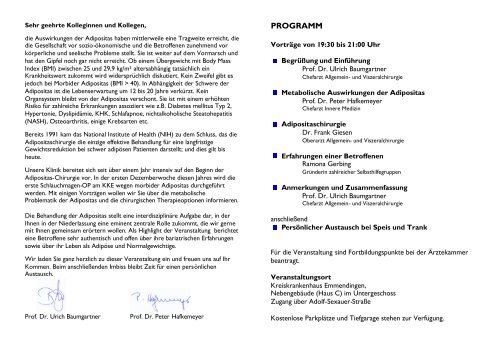 Einladung Adipositas-Chirurgie - Kreiskrankenhaus Emmendingen