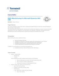 80261-Manufacturing II in Microsoft Dynamics NAV 2009 - Formatech