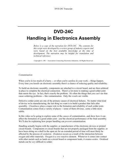 DVD-24C Handling in Electronics Assembly - IPC Training Home ...