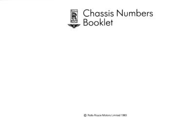 Chassis Numbers Booklet - Rolls-Royce Owners' Club of Australia
