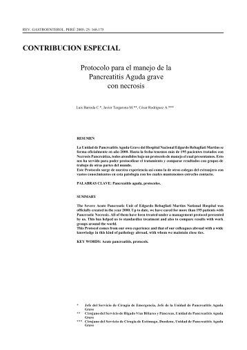 Protocolo para el manejo de la Pancreatitis Aguda grave con - SciELO